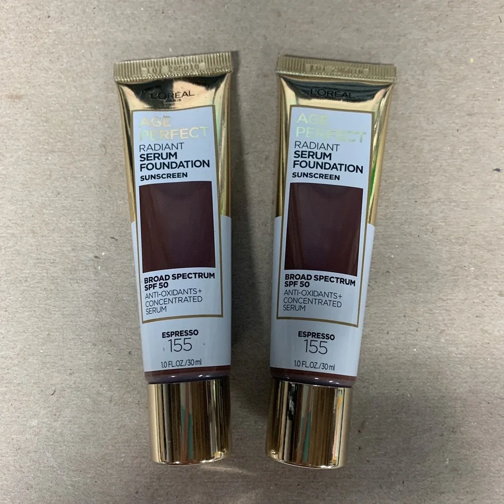 2 L'Oreal Paris Age Perfect Radiant Serum Foundation SPF 50 Espresso 155 L'Oréal